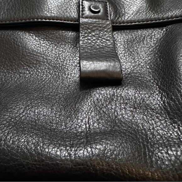 Levenger Convertible Black Leather Briefcase Tote Handbag - Picture 5 of 11